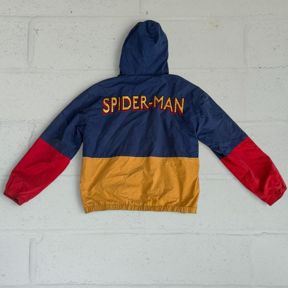 Marvel x BoxLunch Spider-Man Colorblock Hooded Windbreaker Jacket Mens Medium